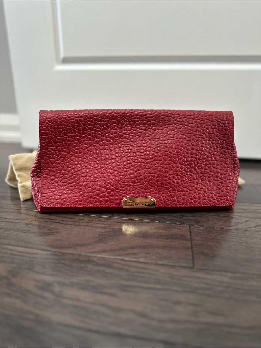 Burberry Red Pebbled Leather Women's Clutch & Crossbody